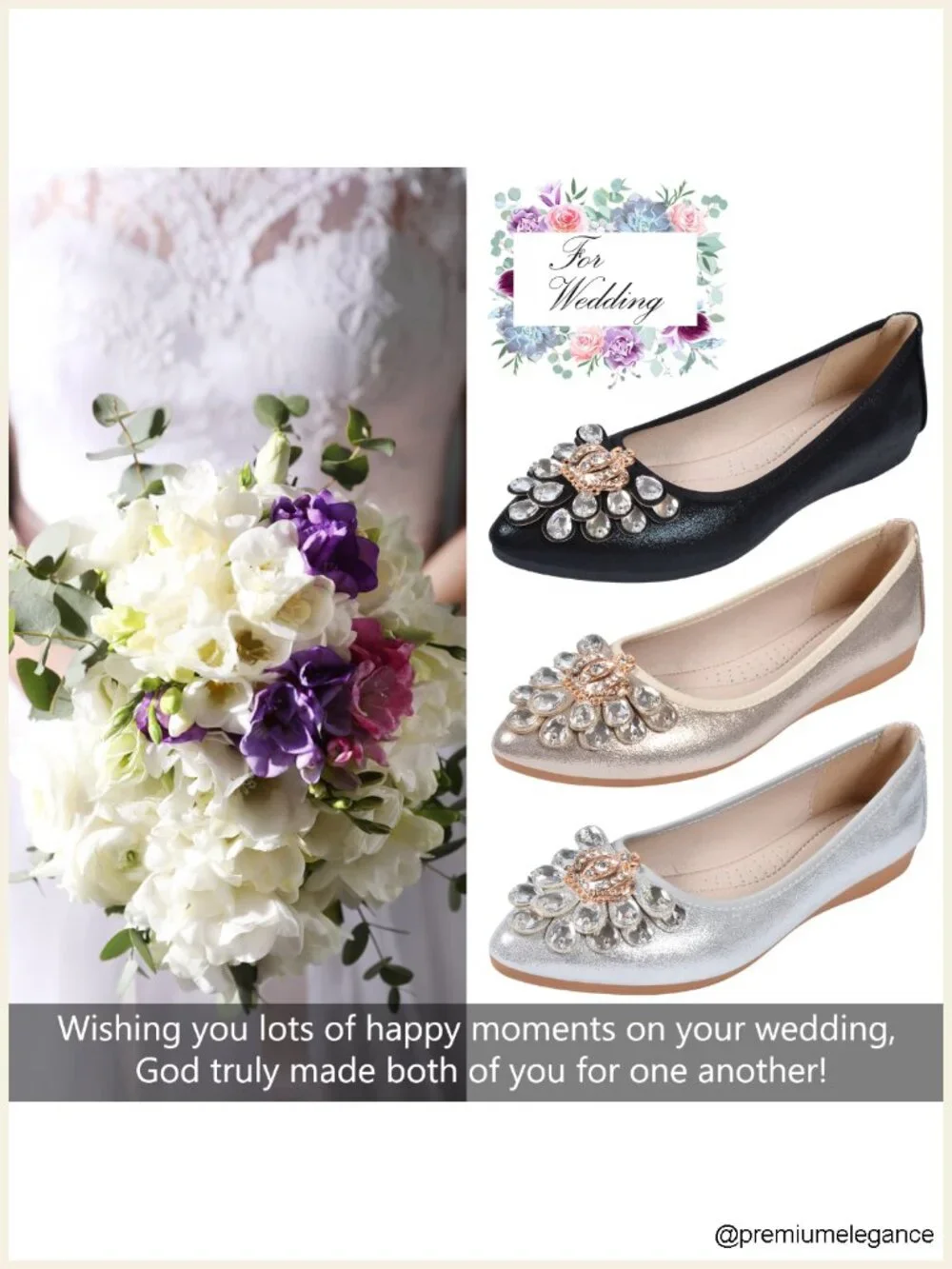 Women's Foldable Ballet Flats Rhinestone Bowknot PU Leather Pointed Toe Slip On